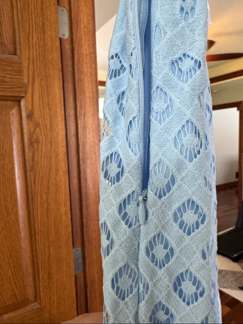 Light Blue Lace Midi Dress - V-Neck Dress - Picture 5 of 8